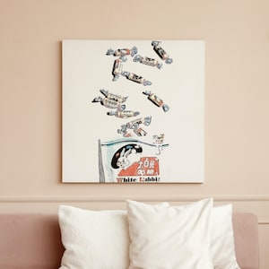 White Rabbit Candy Poster, Essen Wandkunst, Druck zu Hause, digitaler Download, handgezeichnete Kunst, Bleistift Kunst, Minimal Art, Retro Kunst