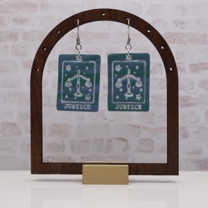 Tarot Card &quot;Justice&quot; Earrings | Polymer Clay Earrings | Tarot Cards Mystical Witch Jewelry
