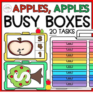 Äppeltema Busy Box Set – 16 finmotoriska aktiviteter (digital version)
