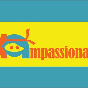 Sei compassionevole!  Carte con emblema che ispira, potenzia, incoraggia.  Vuoto all'interno.  Busta e adesivo inclusi.