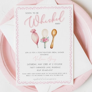 Editable Whisked Away Bridal Shower Invite, Whisk Shower Invite, Kitchen Bridal Shower Invite, Stock-the-kitchen Shower Invite image 1