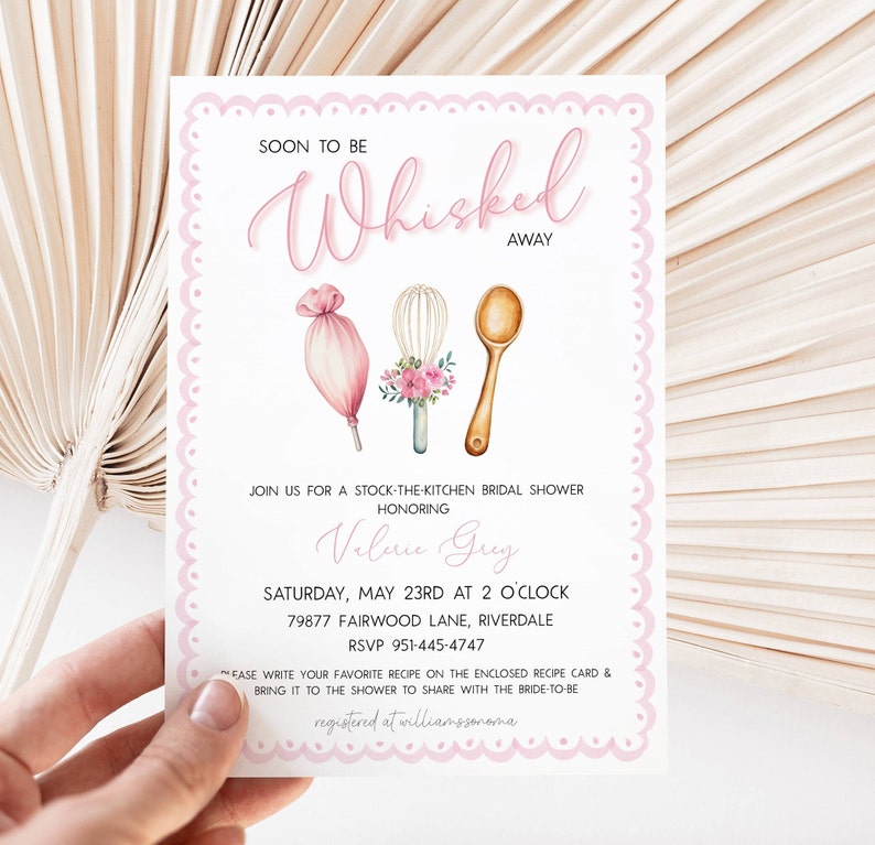 Editable Whisked Away Bridal Shower Invite, Whisk Shower Invite, Kitchen Bridal Shower Invite, Stock-the-kitchen Shower Invite image 3