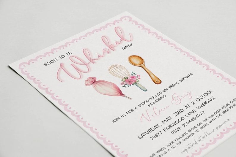 Editable Whisked Away Bridal Shower Invite, Whisk Shower Invite, Kitchen Bridal Shower Invite, Stock-the-kitchen Shower Invite image 4