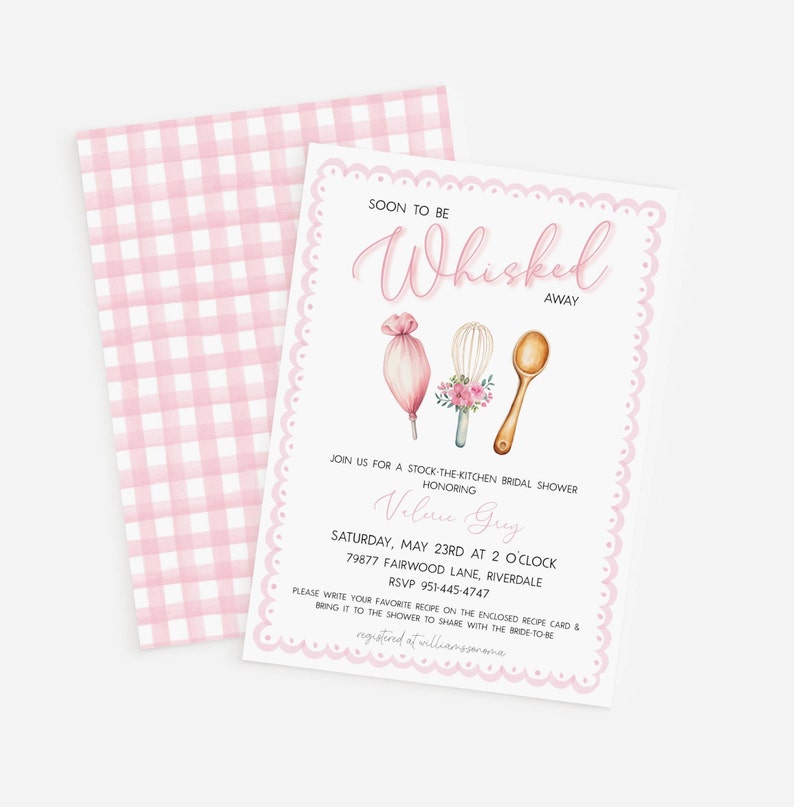 Editable Whisked Away Bridal Shower Invite, Whisk Shower Invite, Kitchen Bridal Shower Invite, Stock-the-kitchen Shower Invite image 2