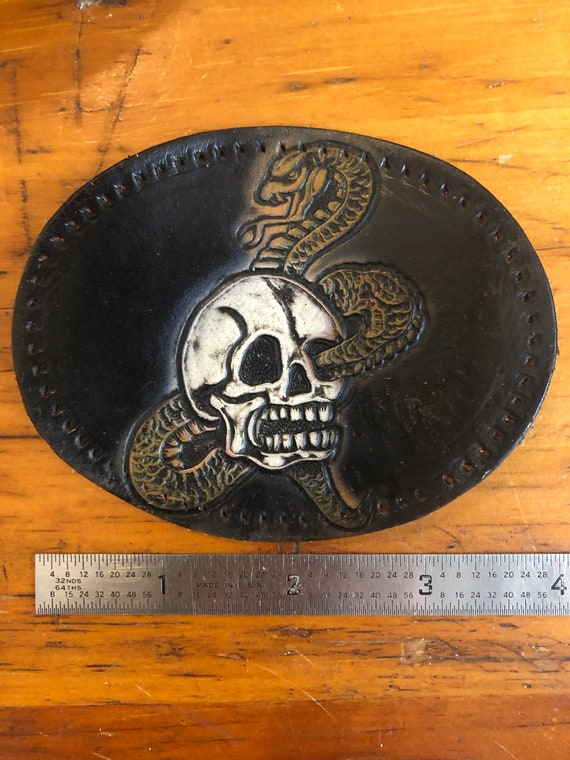 Just Brass Inc Leather Skull & Snake patch