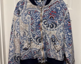Free People Bomber jacket with paisley print.