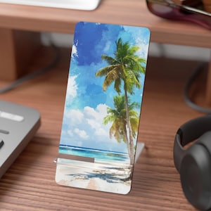 Telefonständer, Tropischer Palmen, Strand, Ozean, Sand, Sonne, Geschenk, Iphone Halter, Handy-Dock, Tech-Zubehör, Strand-Liebhaber-Geschenk, Sommer