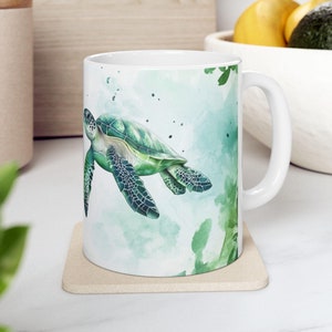 Sea Turtles Ceramic Mug, Sea Turtles Ocean Mug, Gift for Ocean Lovers, Coastal Mug, Turtle Lover Drinkware, Summer Vibes Tea Cup