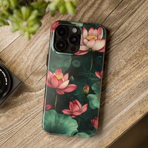 Pink Pond Lilies Tough Phone Cases, Flower Lover Gift, Lotus Flowers Samsung iPhone Case, Nature Design