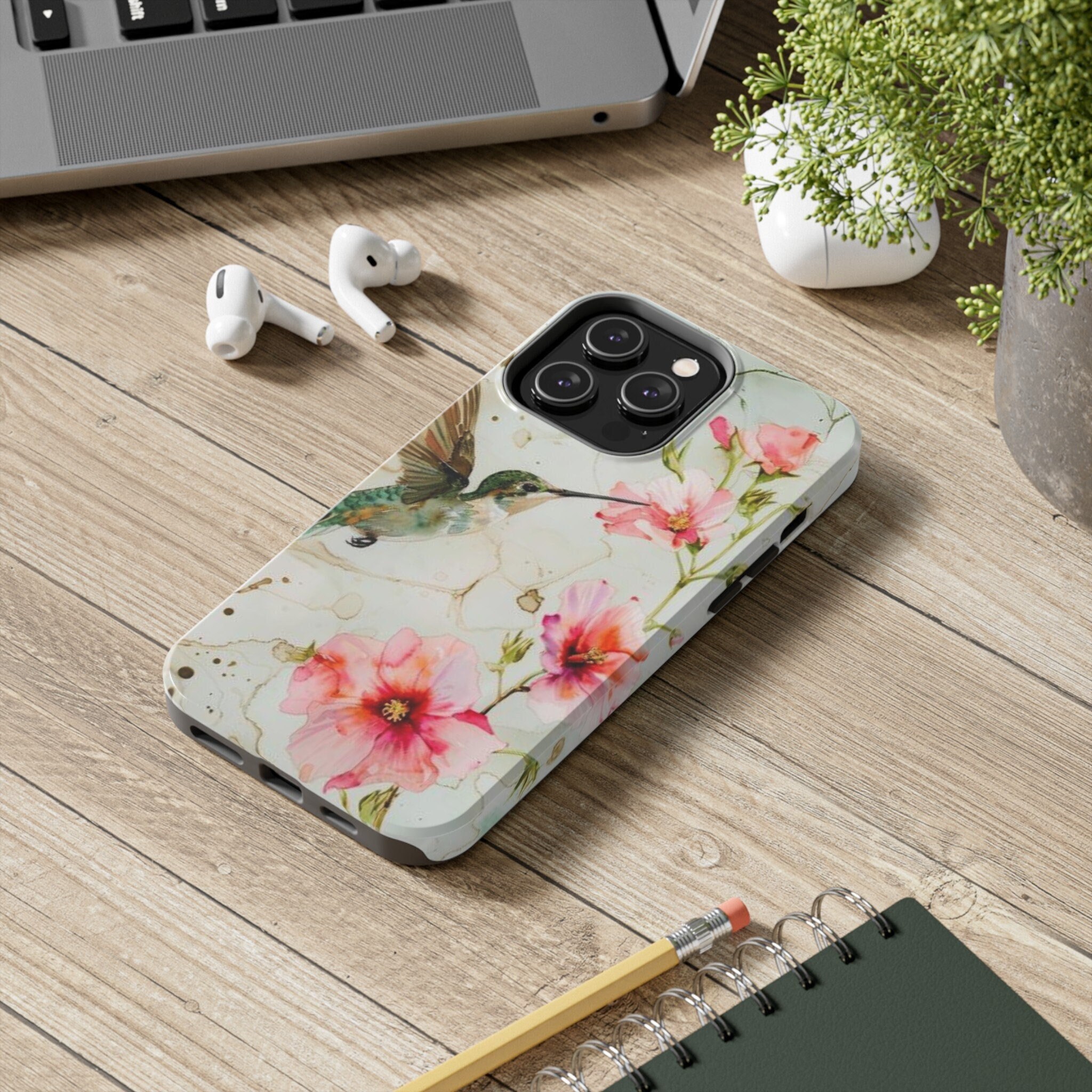 Funda para teléfono con colibrí, regalo, funda para teléfono con observador de aves, colibrí y flores, iPhone 11, iPhone 12, iPhone 13, iPhone 14, iPhone 15, iPhone 16