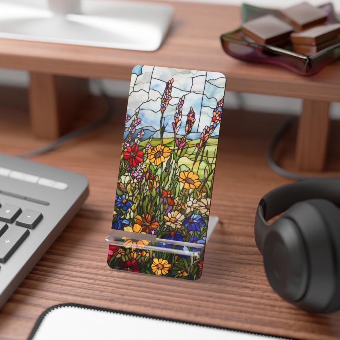 Phone Stand,wildflower Stained Glass Look,colorful Gift,desk Organizer ...