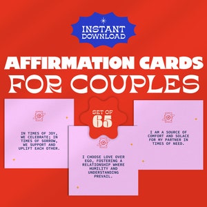 Paren Huwelijk Affirmaties Afdrukbaar, Liefde Affirmaties Kaart Dek, Positieve Affirmaties, Paren Cadeau Ideeën, Relatiegeschenken voor hem