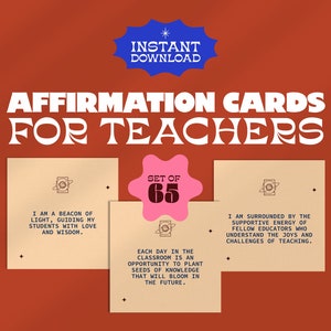 Set of 60 Teacher Affirmations | Positive Words of Encouragement for Teachers, Teacher Motivational Quotes, Daily Teacher Affirmations