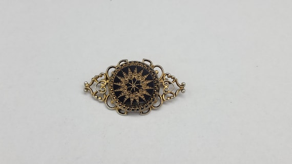 Antique Victorian Black Onyx Bar Pin Brooch - image 1