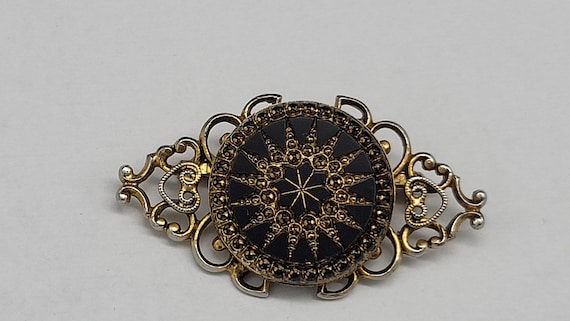 Antique Victorian Black Onyx Bar Pin Brooch - image 2