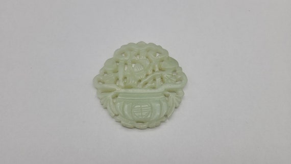 Antique Carved Chinese Pale Celadon Jade Plaque - image 1