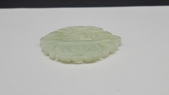 Antique Carved Chinese Pale Celadon Jade Plaque - image 5