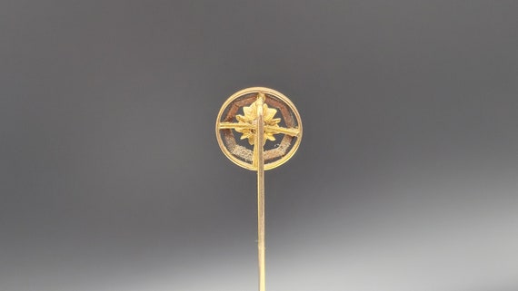 Antique 10k gold and diamond hat pin stickpin - image 2