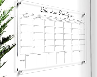 Large Dry Erase Board | Acrylic Wall Calendar with Side Notes | Gold Text Option | Large Memo Board | 2023 Family Planner | Vision Board