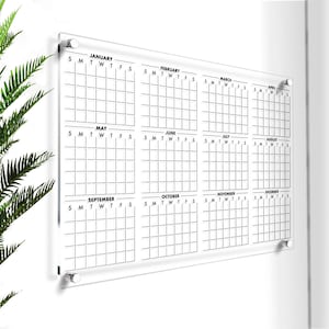 Acrylic Yearly Calendar for Wall | Dry Erase Yearly Planner | Personalized Wall Calendar 2025 | Large Annual Planner | Custom Wall Decor