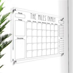 Large Acrylic Calendar | Monthly Dry Erase Board | Custom Dry Erase Calendar | Family Planner | Note Board | Chore Chart | Free Shipping