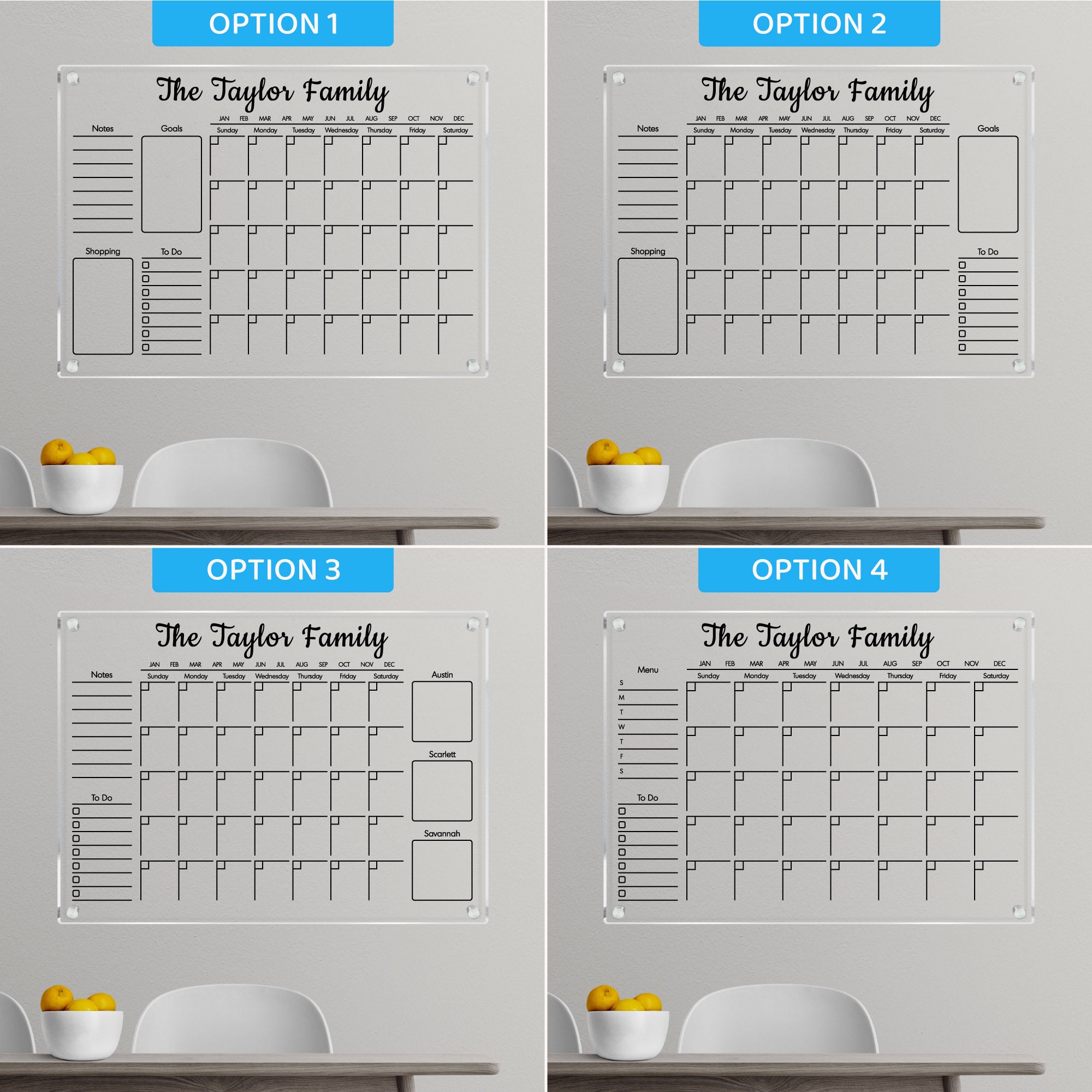 Devoo Acrylic Wall Calendar - 23x16 Inch Dry Erase Monthly Planner Board