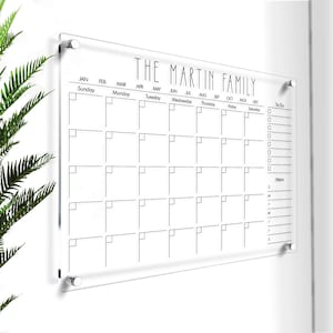 Acrylic Wall Calendar | Large Acrylic Board | Personalized Dry Erase Board | Custom Acrylic Family Planner | Glass Wall Calendar