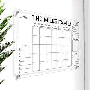 Large Acrylic Monthly Planner | Dry Erase Calendar | Family Planner Whiteboard | Personalized Calendar | Personal Logo Sign | GOLD Text