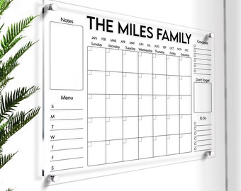 Large Acrylic Monthly Planner | Dry Erase Calendar | Family Planner Whiteboard | Personalized Calendar | Personal Logo Sign | GOLD Text