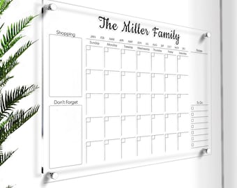 PERSONALIZED Acrylic Family Calendar | Dry Erase Wall Planner | Large Wall Calendar 2023 | Monthly & Weekly Calendar | Custom Memo Board