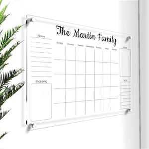 Acrylic Family Calendar | Personalized Family Memo Board | Dry Erase Wall Calendar | Custom Calendar for 2023 | GOLD Text | Free Preview