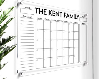 Acrylic Family Calendar | Acrylic Planning Board | Dry Erase Calendar | Dry Erase Wall Calendar | Acrylic Calendar | Personalized Calendar