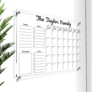 Large Acrylic Wall Calendar | Custom Family Planner | Dry Erase Board | 2025 Command Center | Monthly & Weekly Planner | Large Vision Board