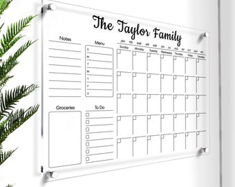 Large Acrylic Wall Calendar | Custom Family Planner | Dry Erase Board | 2023 Command Center | Monthly & Weekly Planner | Large Vision Board