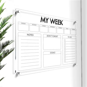 Custom Weekly Planner | Dry Erase Wall Planner | Clear Note Board | Command Center | Weekly To-Do Planner | Wall Calendar 2023| Vision Board