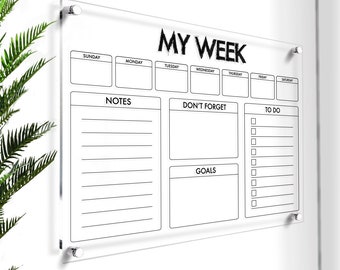 Custom Weekly Planner | Dry Erase Wall Planner | Clear Note Board | Command Center | Weekly To-Do Planner | Wall Calendar 2023| Vision Board