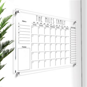 Acrylic Planning Board | Personalized Acrylic Calendar | Wall Calendar Dry Erase | Family Calendar Acrylic | Personalized Monthly Planner