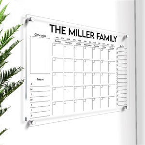 Acrylic Family Calendar | Dry Erase Calendar 2025 | Wall Calendar Dry Erase | Large Acrylic Calendar | Transparent Acrylic Planning Board