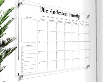 Acrylic Calendar for Wall | Custom Monthly-Weekly Planner | Large Dry Erase Board | Family Planner for Home Decor | Personal & Logo Sign