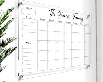 Large Acrylic Wall Calendar | Personalized Dry Erase Board | Custom Monthly Planner | Family Planner for Wall | Home Decoration | Logo Sign