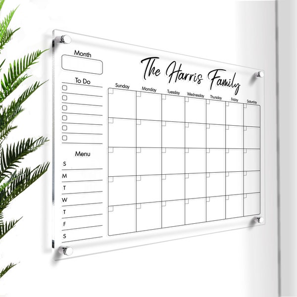 Large Acrylic Wall Calendar | Personalized Dry Erase Board | Custom Monthly Planner | Family Planner for Wall | Home Decoration | Logo Sign