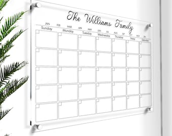 Personalized Acrylic Family Calendar with Monthly Planner and Side Notes | Decoration Board for Wall | Monthly Planning for Home Use