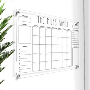 Large Acrylic Calendar | Custom Dry Erase Board | Personalized Family Planner | Wall Calendar 2024 | Monthly Planner | Housewarming Gift