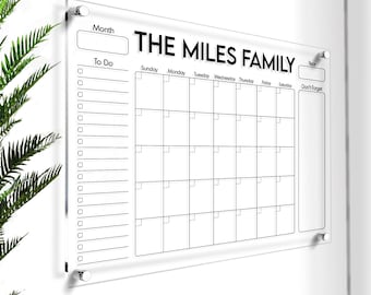 Acrylic Calendar For Wall | Family Acrylic Calendar | Personalized Monthly Planner | Wall Calendar Dry Erase | Acrylic Wall Calendar 2026