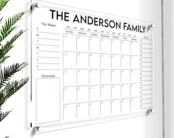 Family Calendar Dry Erase Board | Acrylic Planning Board | Family Calendar Acrylic | Dry Erase Wall Calendar | Personalized Acrylic Calendar