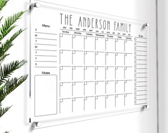 Acrylic Family Calendar | Acrylic Wall Calendar | Large Acrylic Calendar | Personalized Acrylic Calendar | Dry Erase Wall Calendar 2026