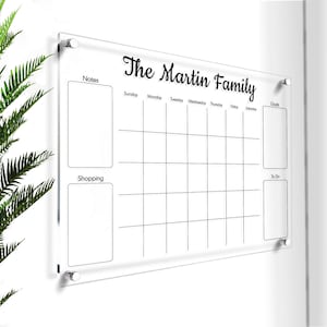 GEPERSONALISEERDE acryl wandkalender | Droog wisbord | Whiteboardkalender | Aangepaste gezinsplanner | Memobord en takenlijst | Notitiebord: