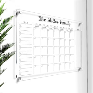 Acrylic Family Planner | Dry Erase Board | Custom Memo Board | Minimalist Acrylic Calendar | Large Command Center | Weekly & Monthly Planner
