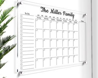 Acrylic Family Planner | Dry Erase Board | Custom Memo Board | Minimalist Acrylic Calendar | Large Command Center | Weekly & Monthly Planner