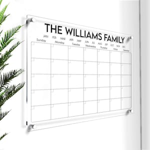 Dry Erase Acrylic Wall Calendar | Personalized Monthly Calendar | Custom Perpetual Planner | Home Wall Decor | Logo Sign | Vision Board